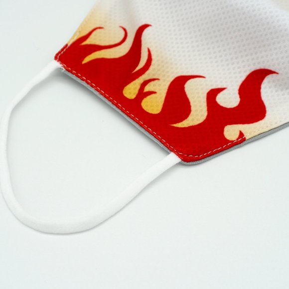 Flame Pattern Face Mask Red White Reusable - Picture 2 of 4